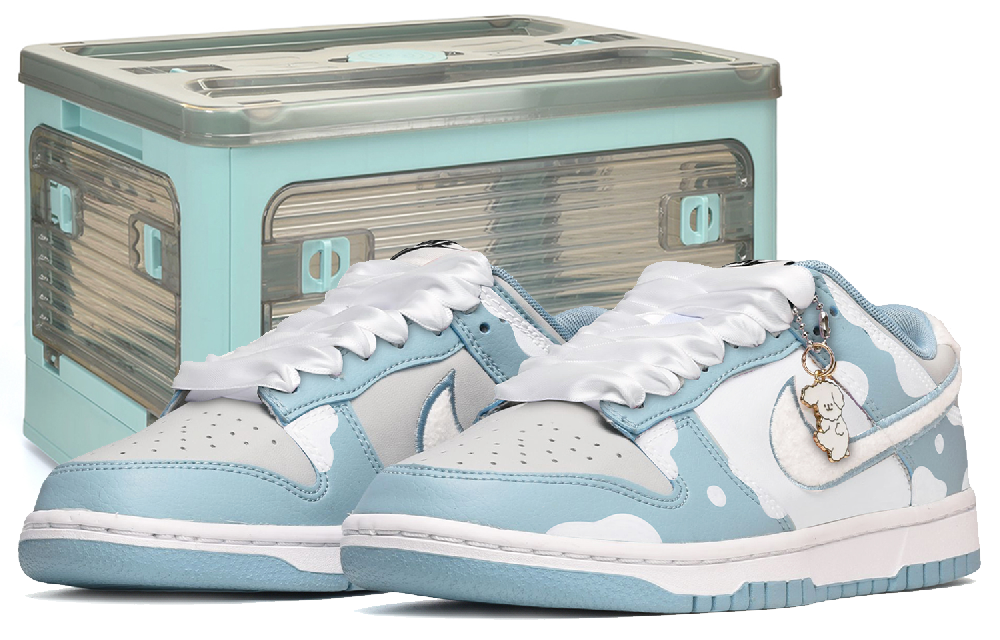 Nike Dunk Low-Top Skateboard Shoes Men's Blue White Gray