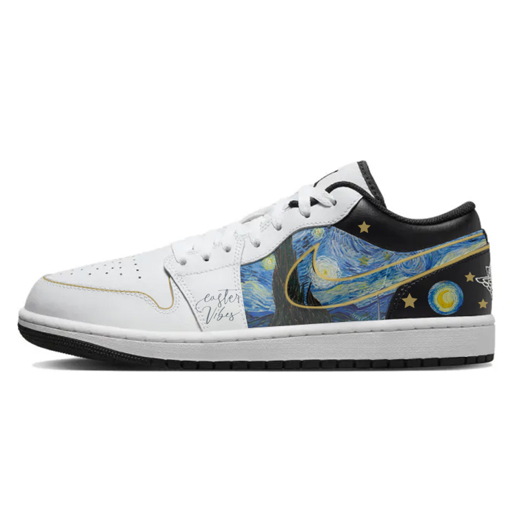Jordan Air Jordan 1 Durable Breathable Low-Top Vintage Basketball Shoes Men's White Black