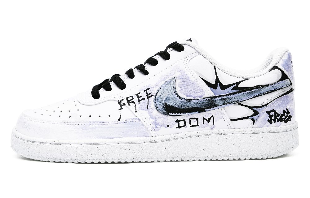 Nike Court Vision 1 Anti Slip Wear Resistant Low Top Skateboard Shoes Men's White Purple