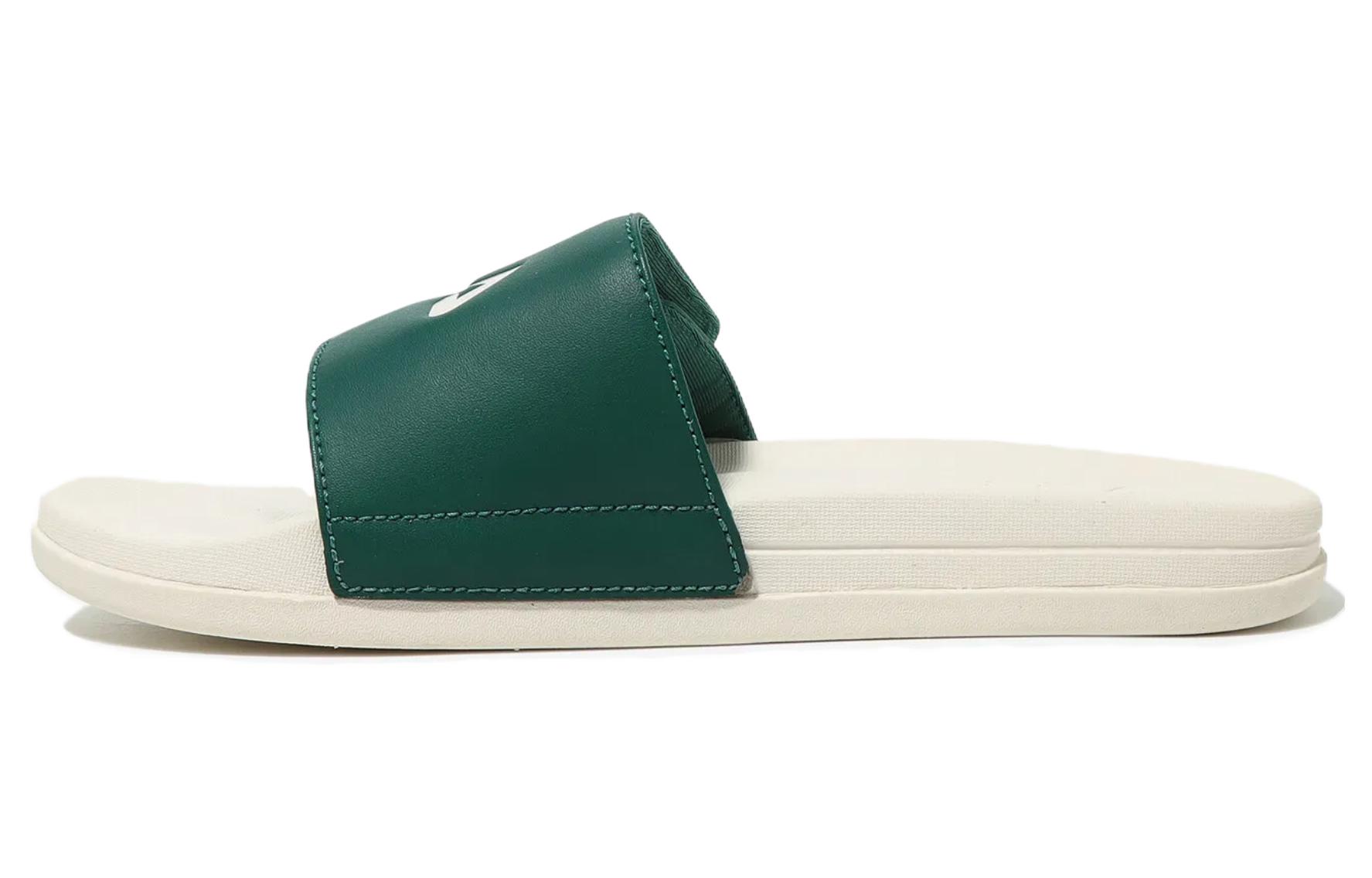 FILA Rubber Sole Abrasion Resistant Slide Slippers Unisex Green Beige Korean Style