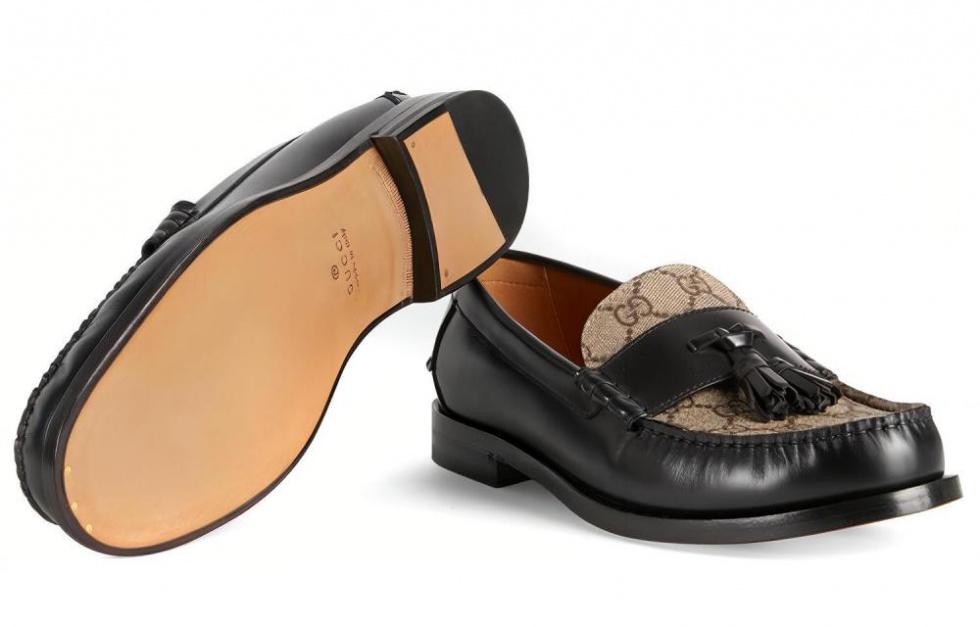 GUCCI Tassel Gg Canvas Loafers Black Ebony купить в интернет-магазине Yoocart с быстрой доставкой по России.
