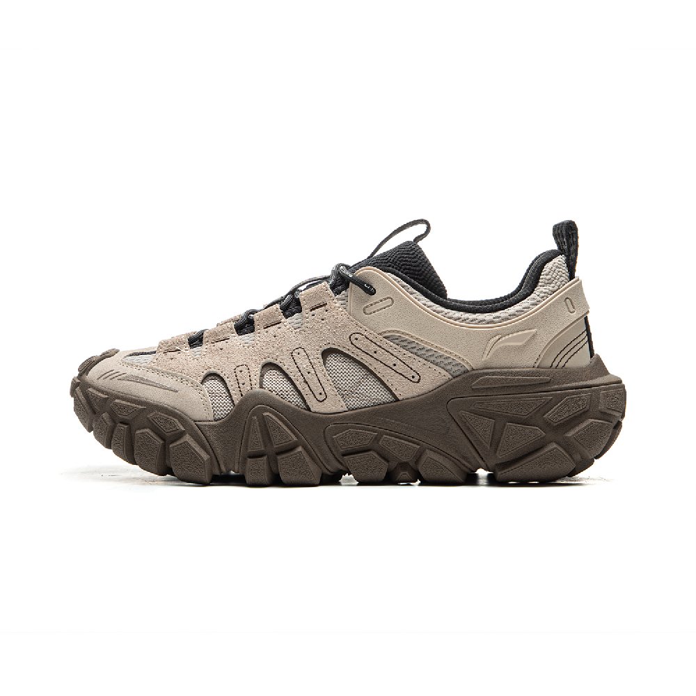 LiNing Dunes Cushioning Anti-Slip Wear-Resistant Breathable Height Increasing Low-Top Casual Shoes Men's Oat Gray