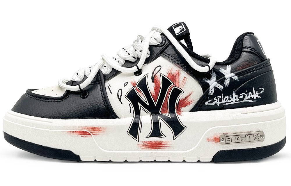 MLB Chunky Liner Wear-Resistant Height Increasing Low-Top Skateboard Shoes Unisex Black White