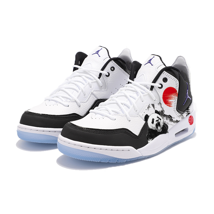 Jordan Courtside 23 Cushioning Anti-Slip And Wear-Resistant Mid-Top Vintage Basketball Shoes Unisex Black White
