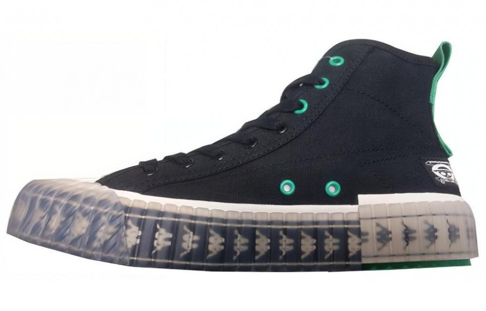 Kappa One Piece Anti-Slip And Wear-Resistant Lightweight Balance High-Top Canvas Shoes Unisex Black Green