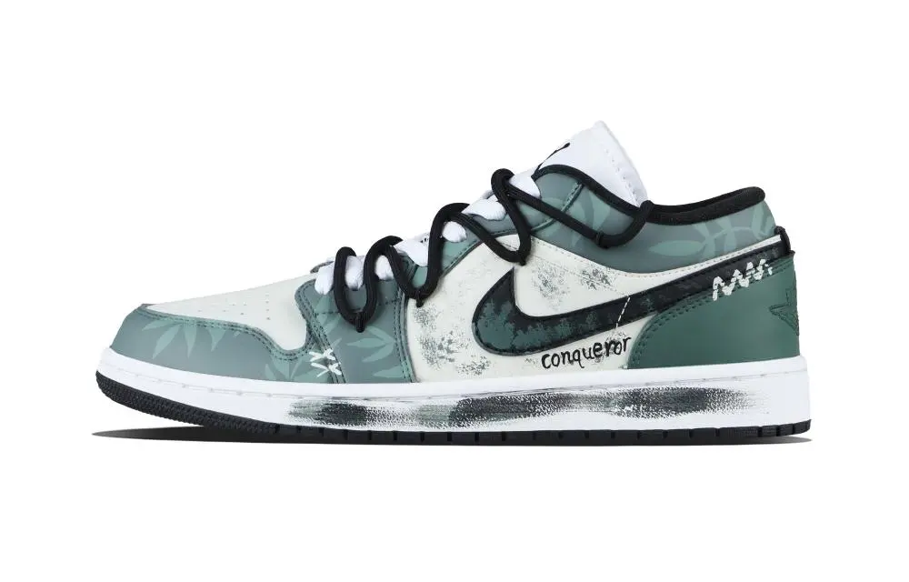 Jordan Air Jordan 1 Battle Scarred Leaf Campaign Vintage Basketball Shoes Unisex Green