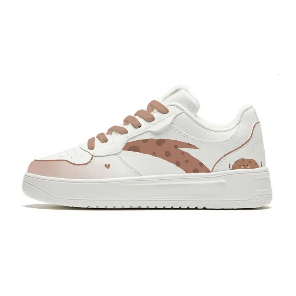 Anta Cushioning, Wear Resistant Low top Skateboard Shoes Women's White Brown