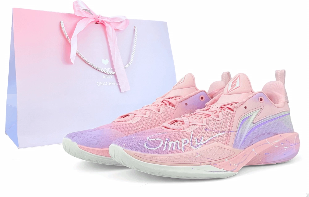 LiNing Speed Ling 2 Cushioning, Slip Resistant, Rebound Low top Basketball Shoes Men's Pink Purple