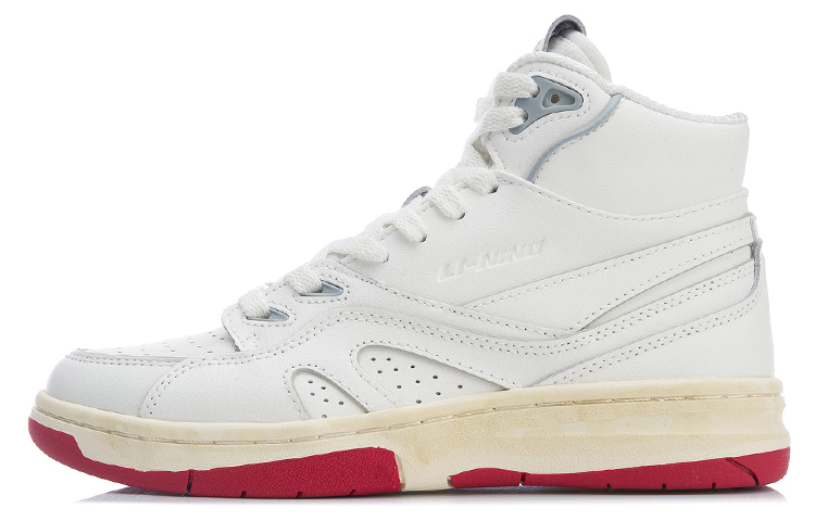 LiNing 937 Vintage Basketball Shoes Women's High-Top Ecru