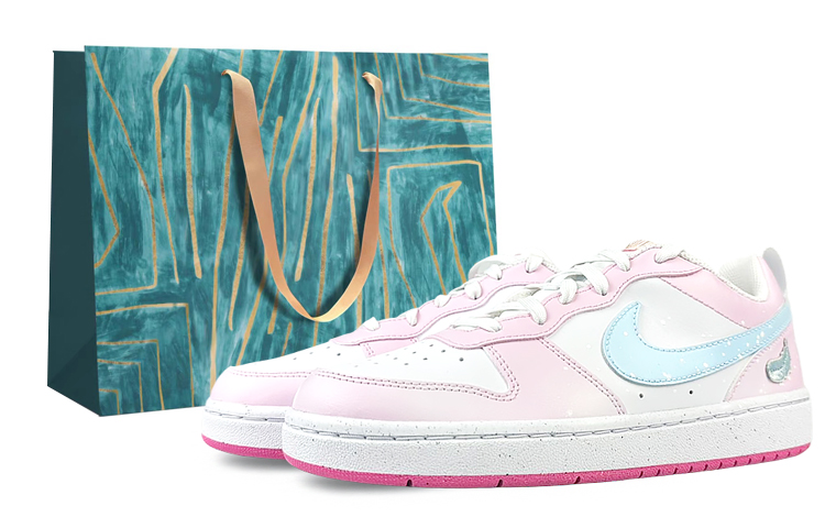 Nike Court Borough Anti-Slip Wear-Resistant Low-Top Skateboard Shoes Women's Pink White