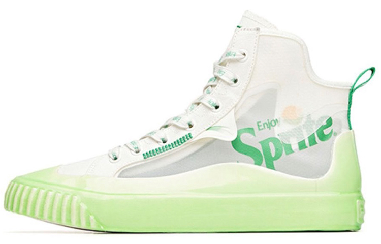 Sprite x Anta Slip Resistant, Abrasion Resistant, Breathable Coverage High top Canvas Shoes Men's White Green