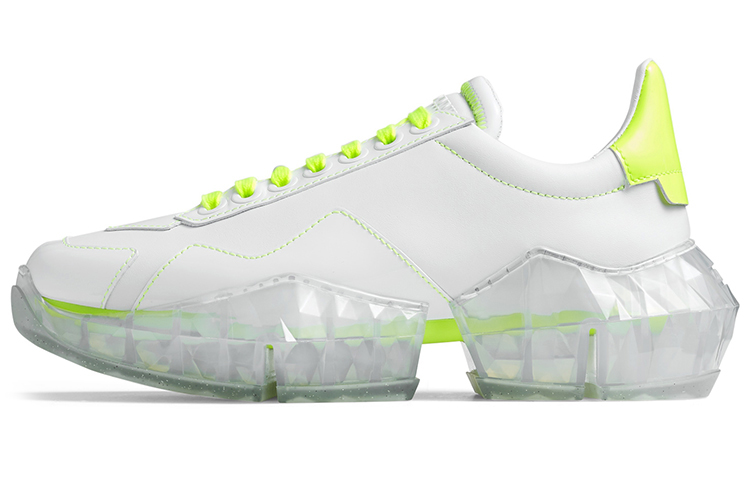 Jimmy Choo Yk Diamond/F Lightweight Low Top Casual Shoes Women's Neon Yellow