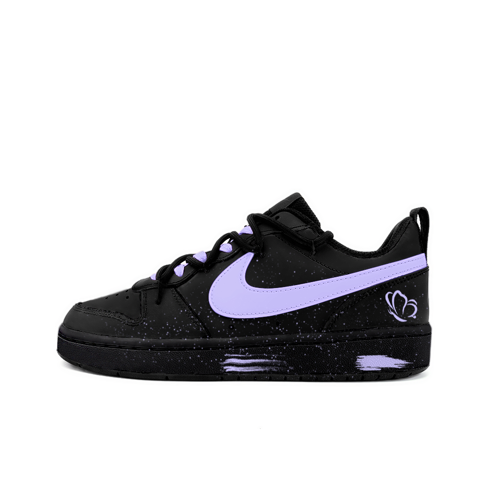 Nike Court Borough Non-slip Lightweight Low-Top Skateboard Shoes GS Black Purple