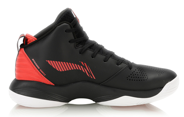 LiNing Magic Cloud Coverage Support High-Top Basketball Shoes Men's Black Red Fleece-Lined