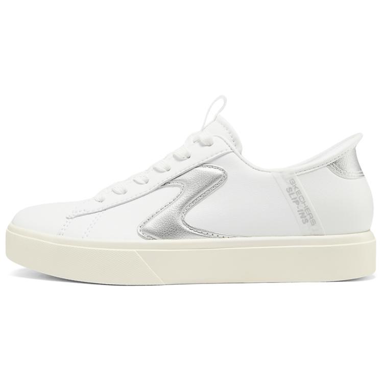 Skechers Court Classics Breathable Low Top Skateboard Shoes Women's White Silver