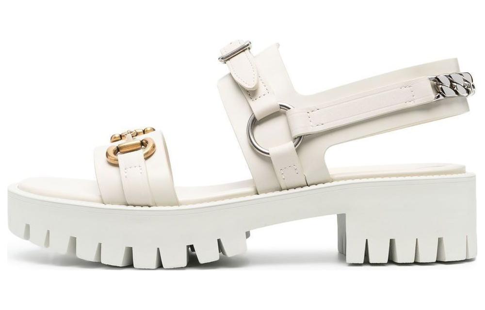 GUCCI Horsebit Beach Sandals Women's White