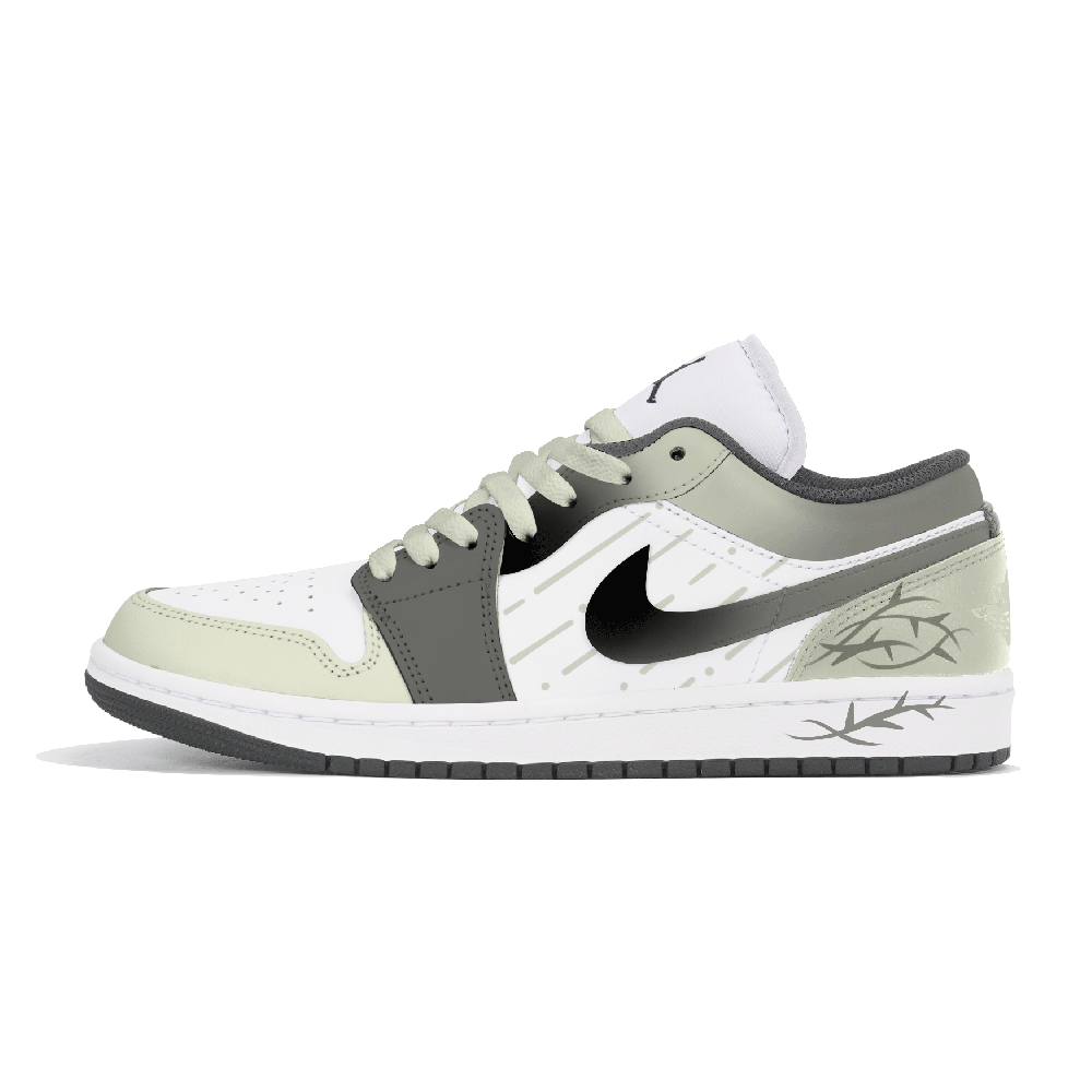 JORDAN Air Jordan 1 Vintage Basketball Shoes Unisex Low top Black Green White
