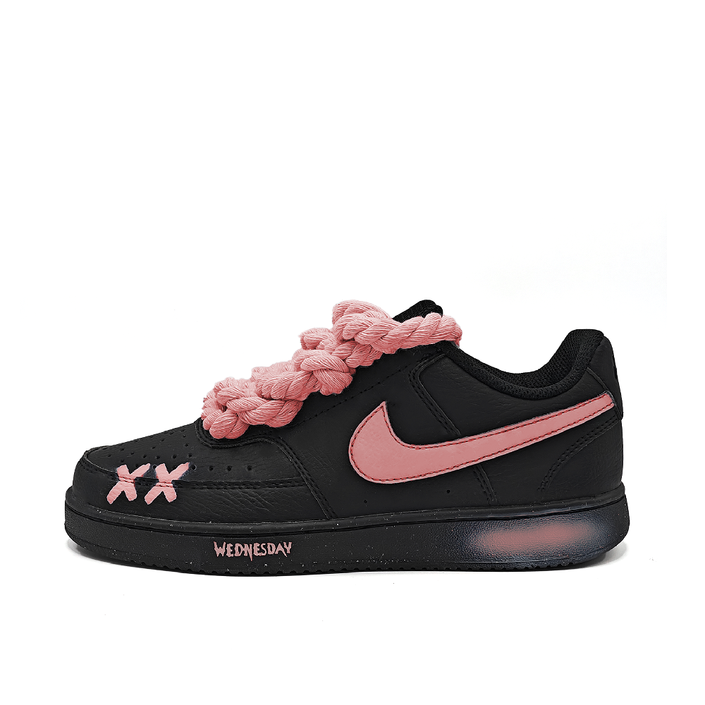 Nike Court Vision Non-slip Lightweight Low-Top Skateboard Shoes Unisex Black Pink