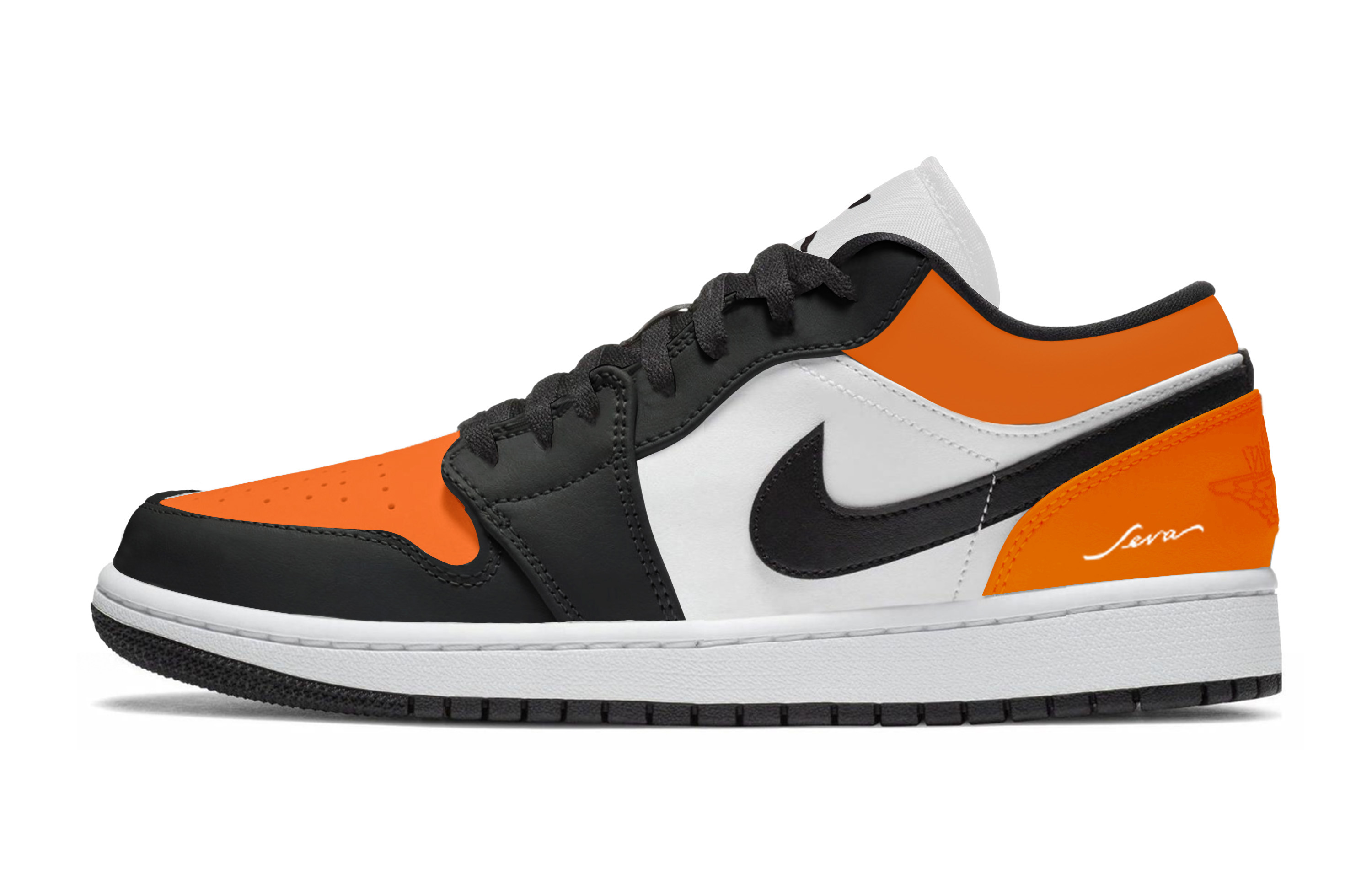 Jordan Air Jordan 1 Low top Skateboard Shoes Unisex Black Orange
