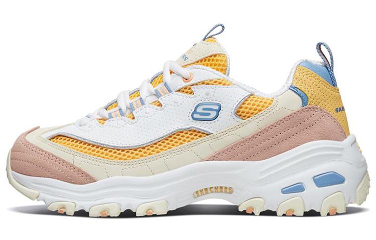 Skechers D'Lites 1.0 Low Running Shoes Gs White/Yellow Women's