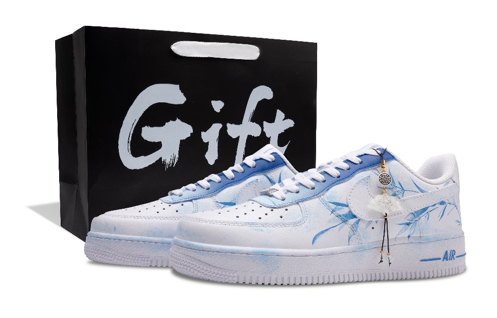 Nike Air Force 1 Anti-Slip Wear-Resistant Low-Top Skateboard Shoes Women's Blue White