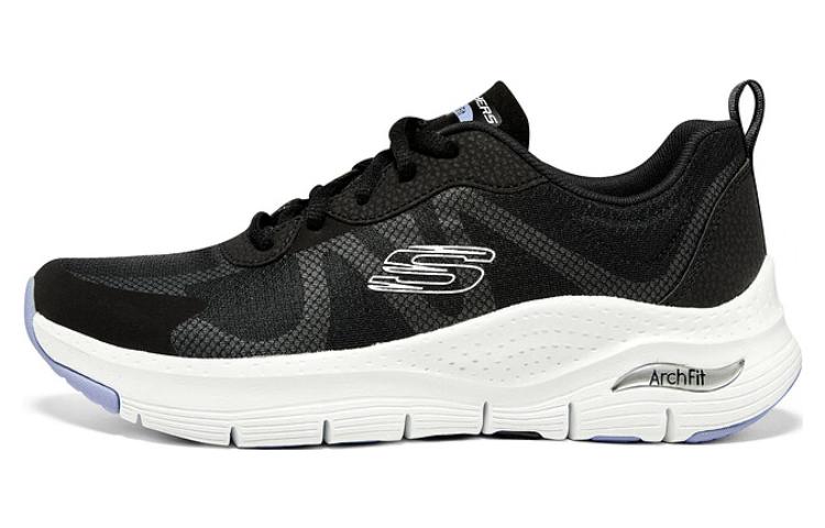 Skechers Arch Fit Anti Slip Wear Resistant Low Top Casual Shoes Women's Black White