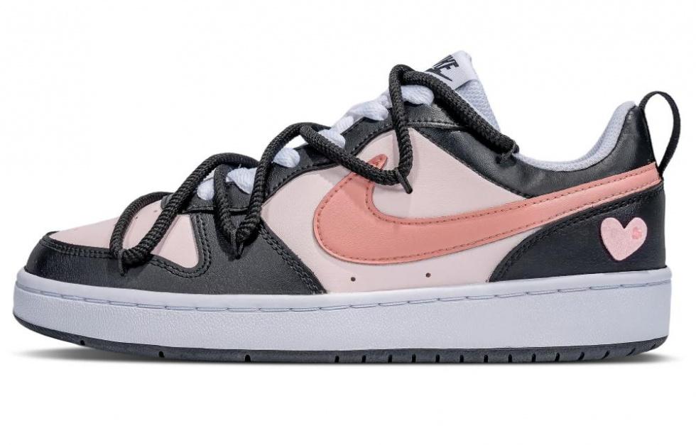 Nike Court Borough Low 2 Cushioning Wear-Resistant Low-Top Skateboard Shoes GS Black Pink