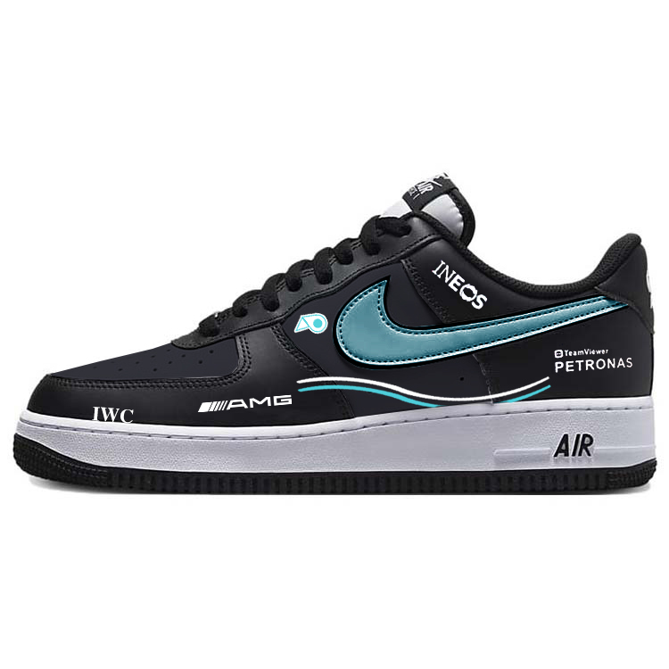 Nike Air Force 1 Anti-Slip And Wear-Resistant Lightweight Low-Top Skateboard Shoes Unisex Black Blue
