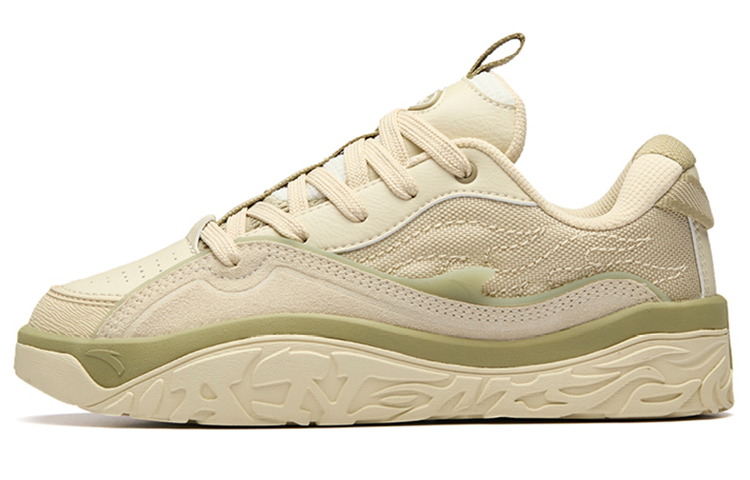 ANTA Hot Skateboard Shoes Women's Low-Top Beige Yellow/Amber Yellow/Ivory White