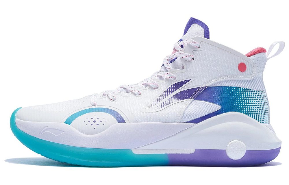 LiNing YuShuai 15 Shock Absorbers Slip Resistant Abrasion Resistant High top Basketball Shoes Men's White Blue