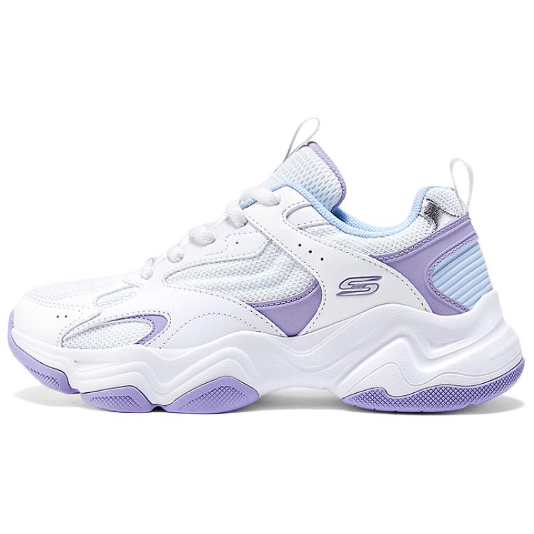 Skechers DLITES Abrasion Resistant Lightweight Height Increasing Low top Chunky Sneakers Women's White Purple