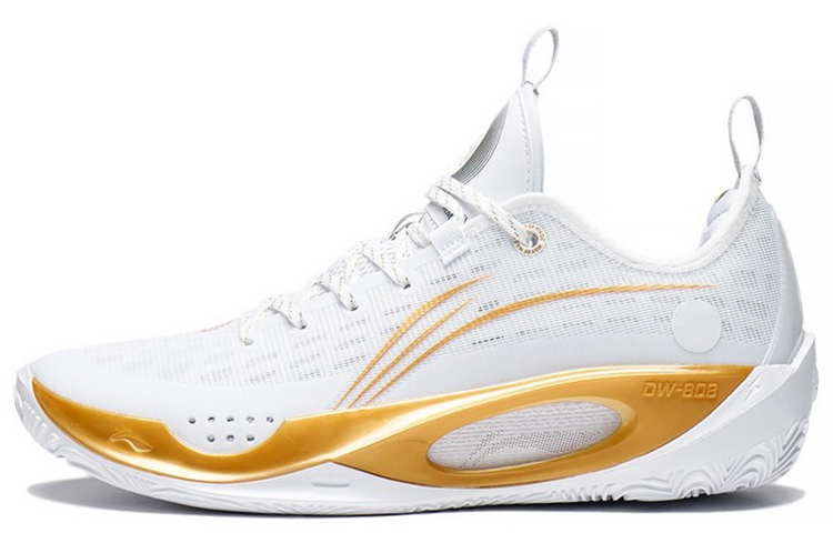 LiNing Wade 808 2 Dynasty Wear-Resistant Low-Top Basketball Shoes Men's White Gold