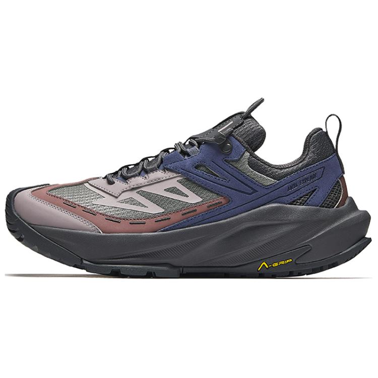 Anta Tracking Anti-Slip Wear-Resistant Low-Top Hiking Shoes Men's Gray Blue Red