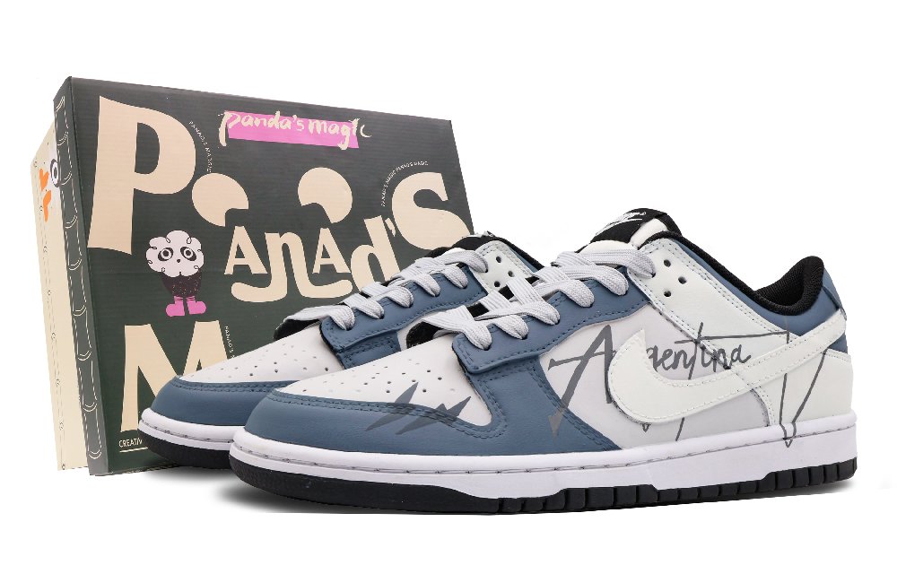 Nike Dunk Low Low-Top Skateboard Shoes Men's Gray Blue White