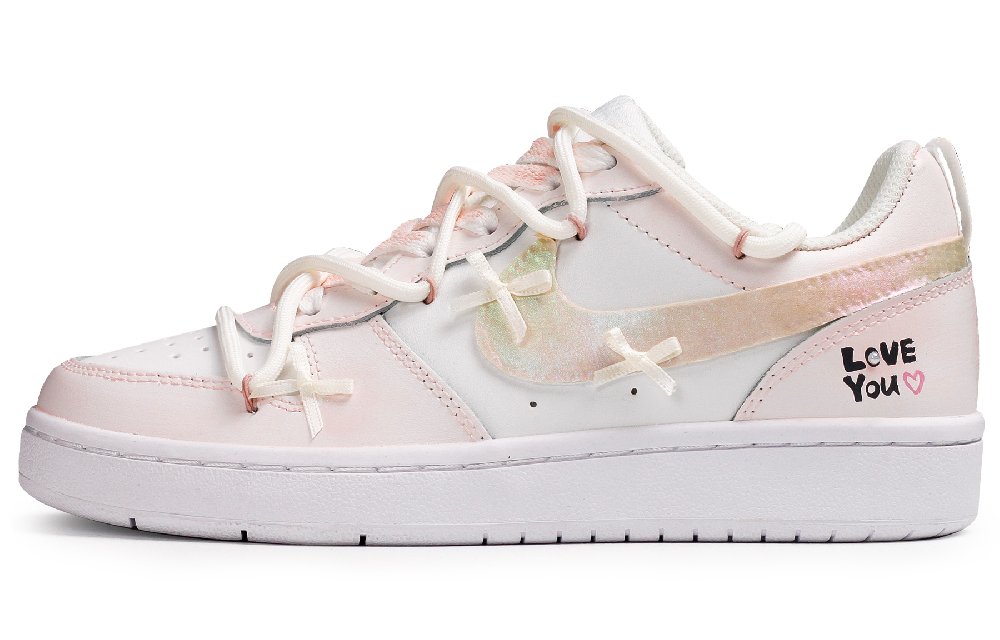 Nike Court Borough Low-Top Skateboard Shoes GS Pink White