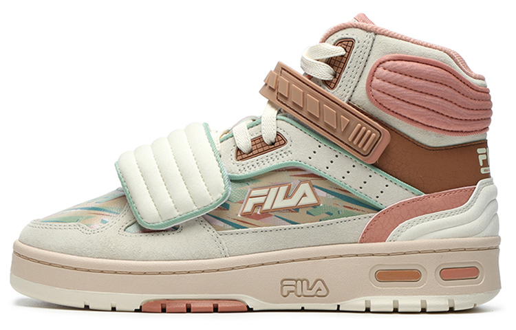 FILA x FILA FUSION Teratach WM Cushioning Anti-Slip And Wear-Resistant Mid-Top Vintage Basketball Shoes Women's White