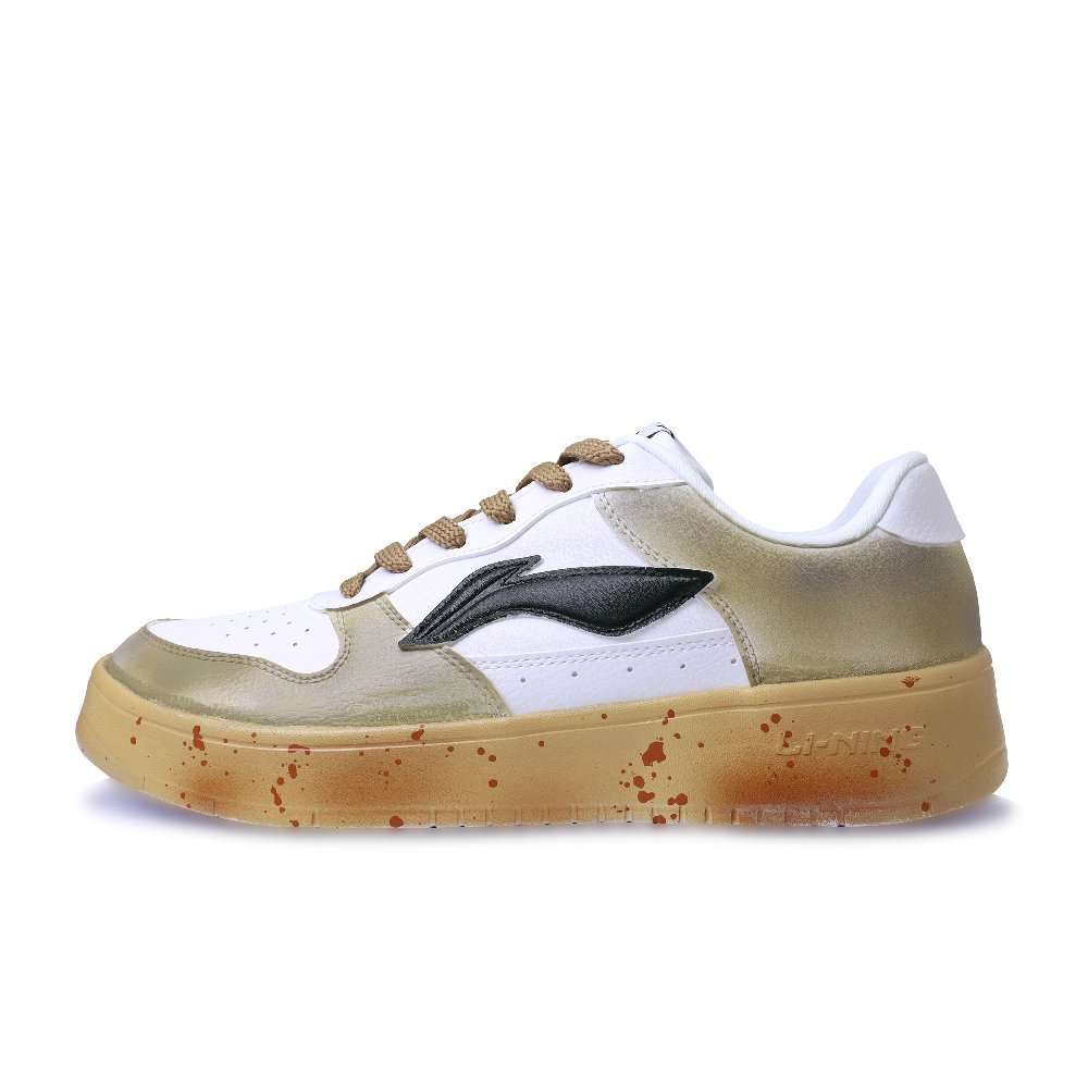 LiNing Pontoon Boats Abrasion Resistant, Lightweight, And Breathable Low Top Skateboard Shoes Unisex White Brown Gray