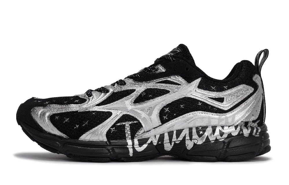 Mizuno Speed Abrasion Resistant Low Top Running Shoes Unisex Black Gray Silver