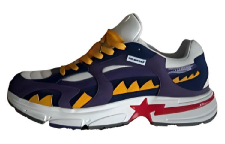 A BATHING APE Shark Sta Abrasion Resistant Breathable Low Top Casual Shoes Men's Purple Yellow