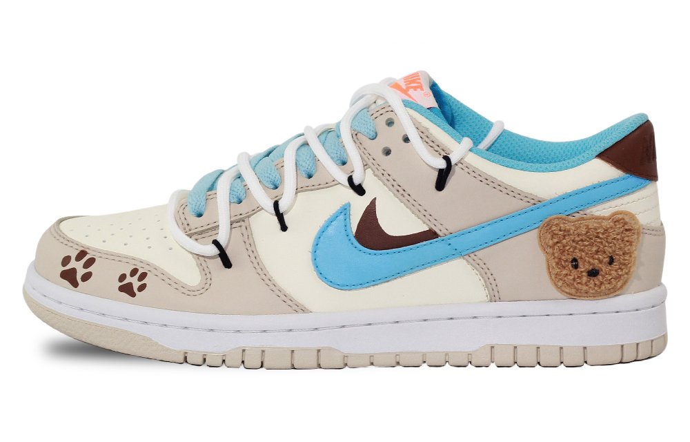 Nike Dunk Low-Top Skateboard Shoes GS Beige Brown Blue