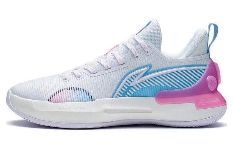LiNing YuShuai Retro South Beach Anti-Slip Wear-Resistant Low-Top Basketball Shoes White Blue Pink