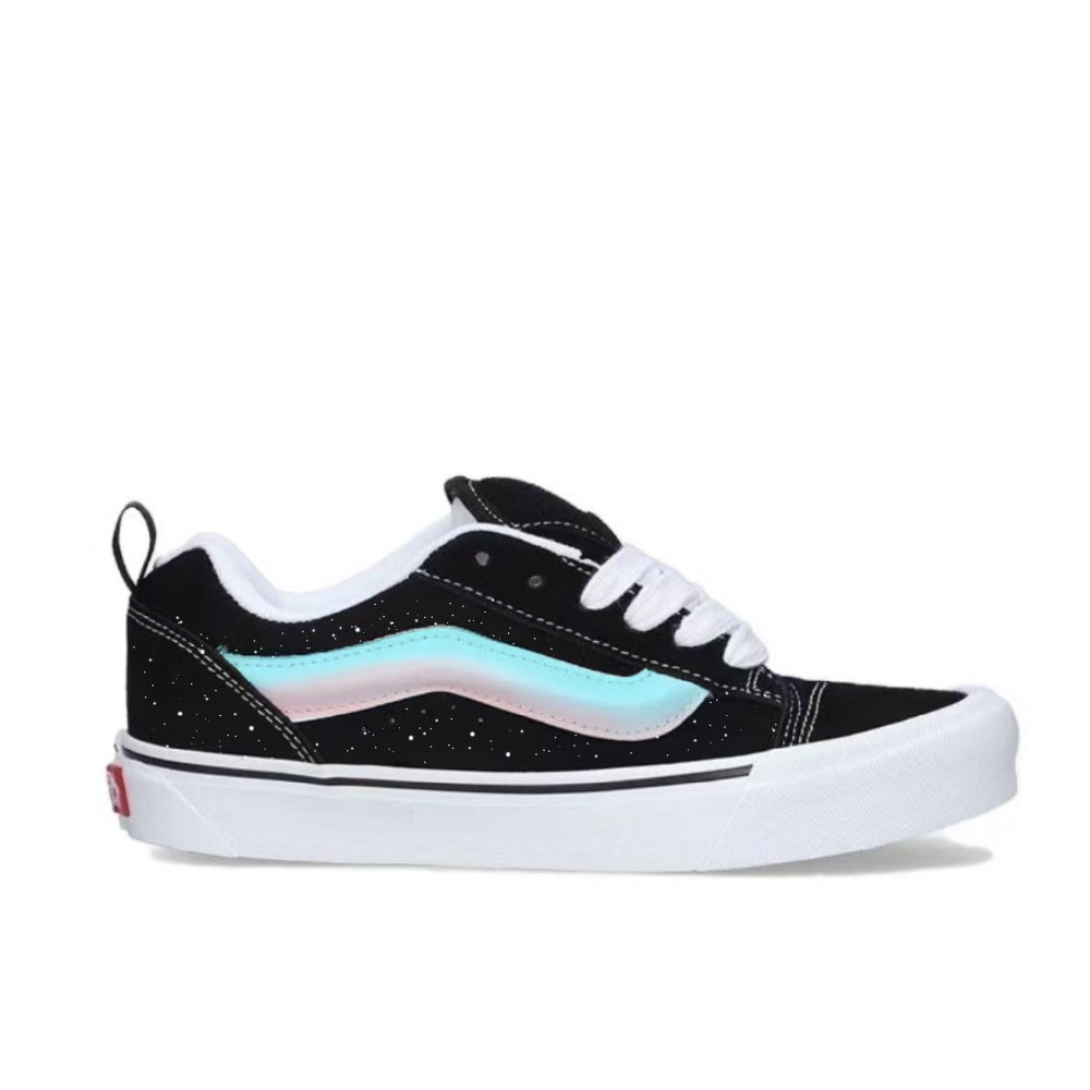 Vans Knu Skool Coverage Slip Resistant Cushioning Abrasion Resistant Low Top Skateboard Shoes Unisex Black Blue