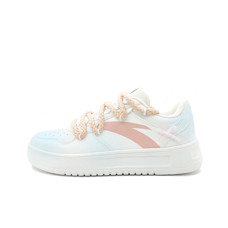 Anta Anti Slip Wear Resistant Low Top Skateboard Shoes Unisex Pink Blue