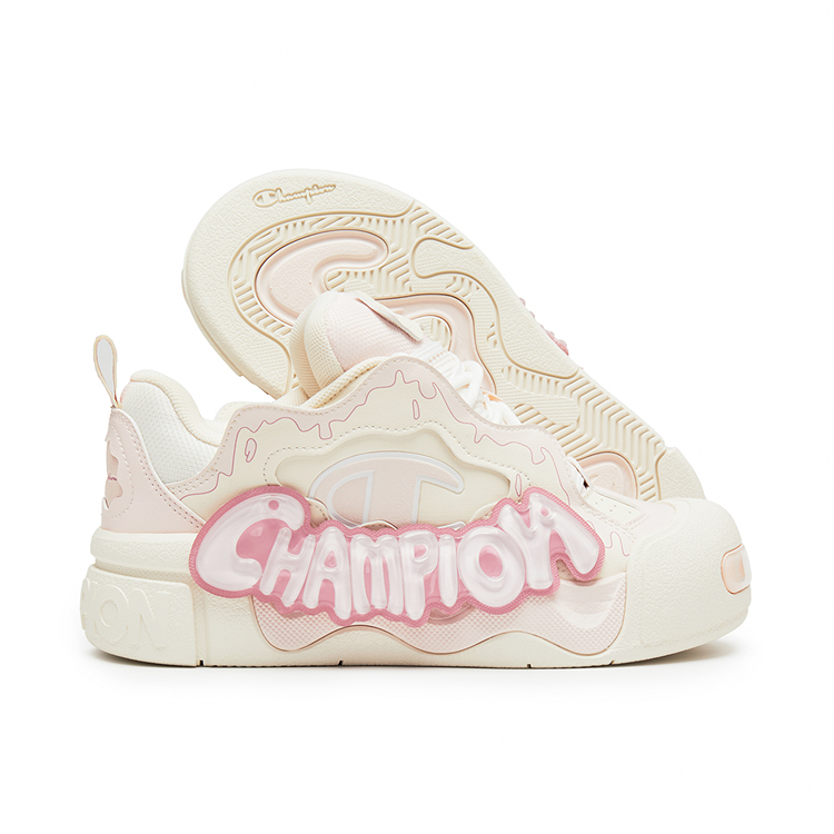 Champion Puffy Jelly Shoes Low Top Skateboard Shoes Unisex Washed Pink/Milk White купить в интернет-магазине Yoocart с быстрой доставкой по России.