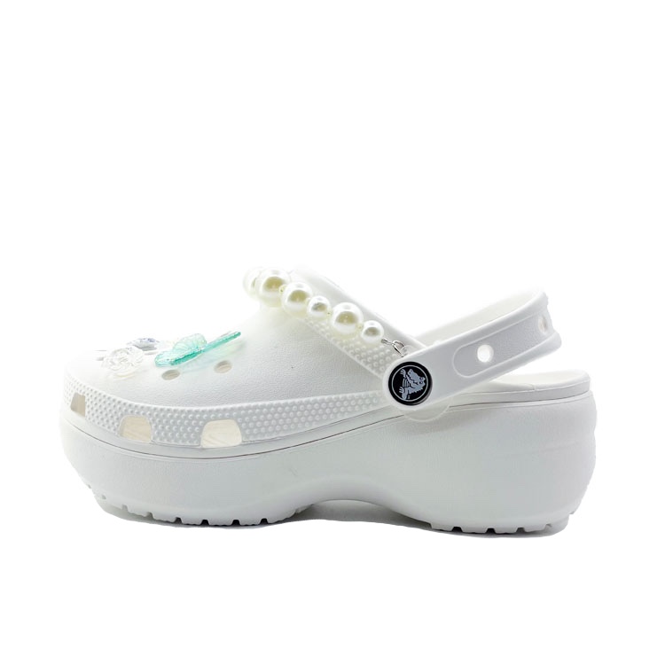 Crocs Classic Platform Clog Tilo Butterfly Wings, Beach Travel Versatile, Fashion Trend Clogs Unisex Green