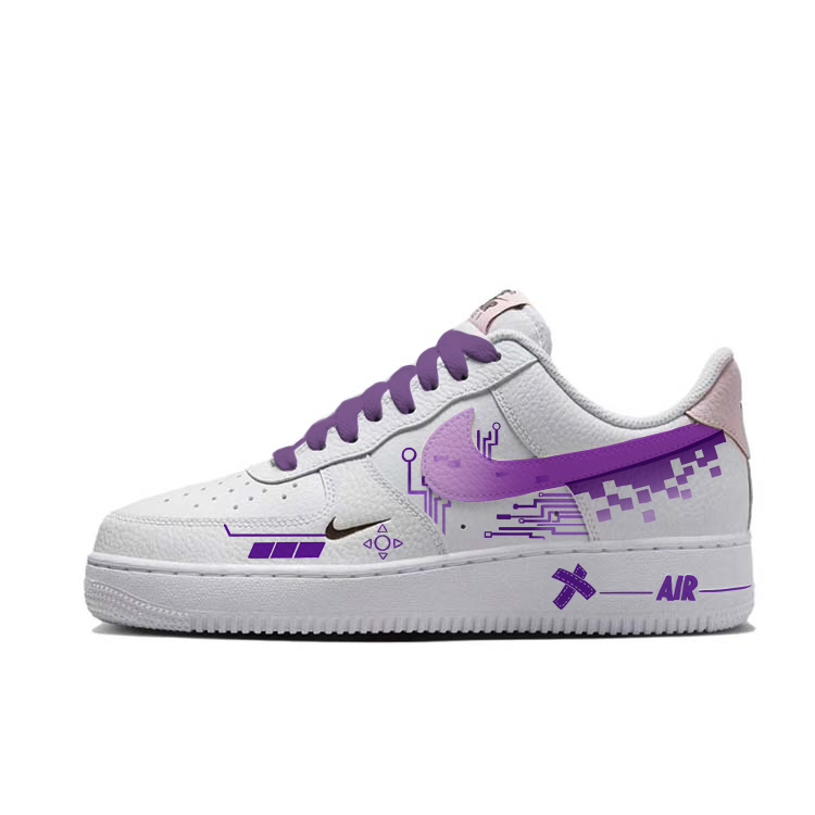 Nike Air Force 1 Anti-Slip Wear-Resistant Low-Top Skateboard Shoes Women's White Purple