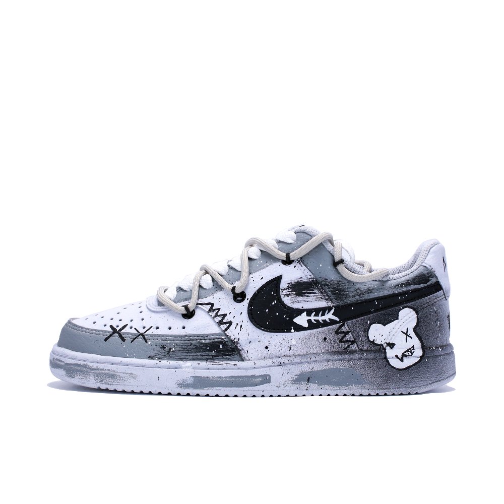 Nike Court Vision 1 Low Top Skateboard Shoes Men's Black Gray