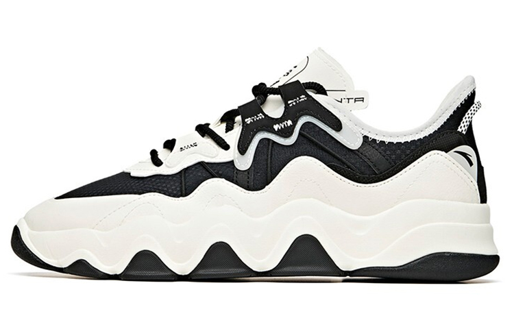 Anta Back Wave 1.0 Anti-Slip Wear-Resistant Low-Top Running Shoes Black White