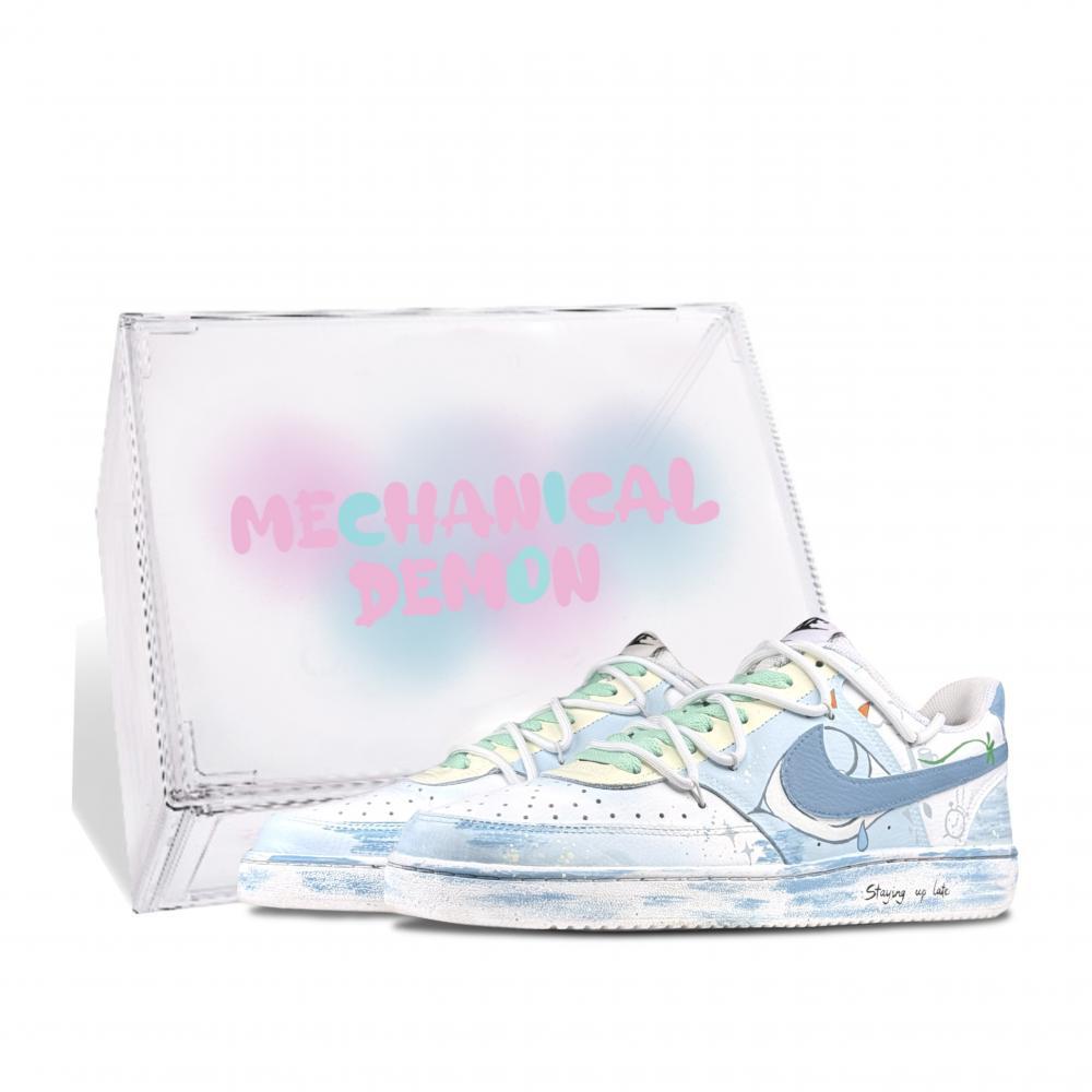 Nike Court Vision 1 Mechanical Demon Starry Sky Eye Slip-Resistant Low-Top Skateboard Shoes Unisex Starry Blue