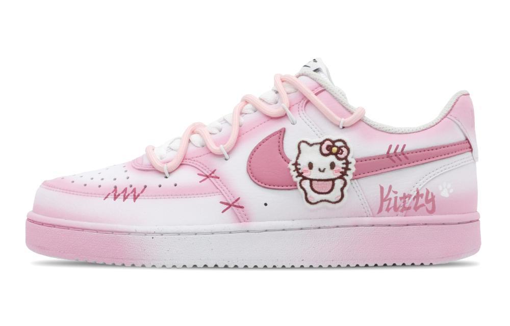 Nike Court Vision 1 Hello Katie Anti Slip Wear Resistant Low Top Skateboard Shoes Men's Pink White